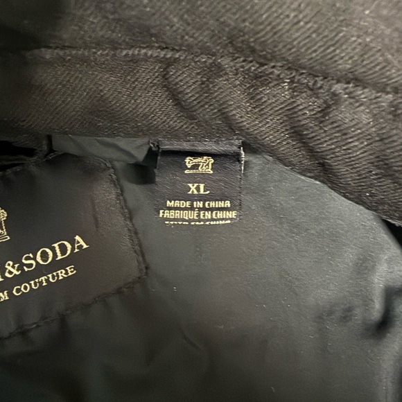 Scotch & Soda Jacket Mens Navy Wool Quilted Puffer Side Zip Collar Coat Size XL - Picture 7 of 7